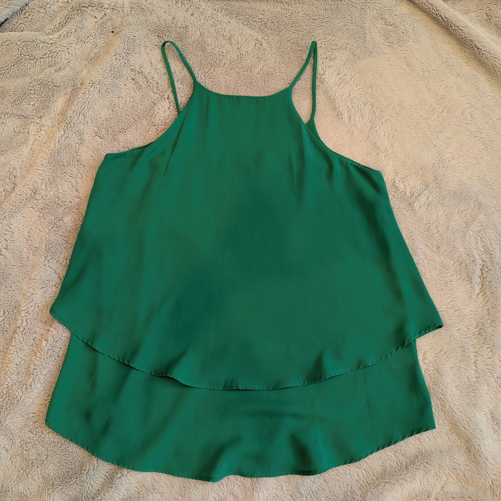 EUC Emmelee Kelly Green Seing Tiered Tank Top Size XS